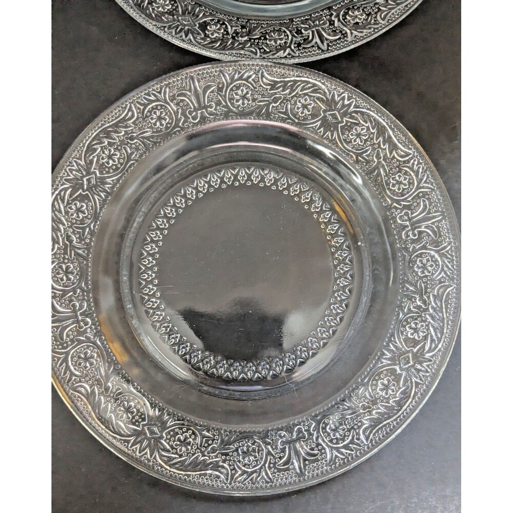 4 Vintage Rare Indonesia “Trellis” Depression Glass Bread Plate – 6.75” MCM